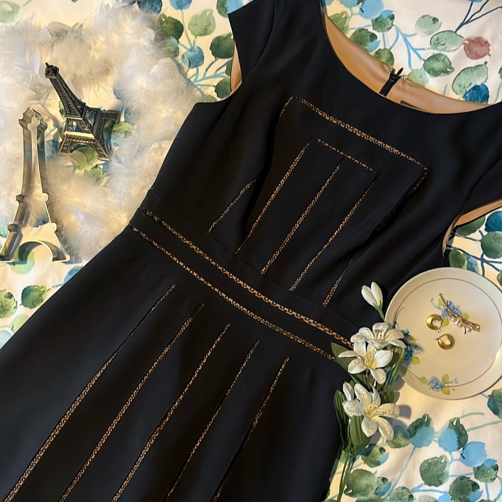 ADRIANNA PAPELL Black Cutout Sheath Dress Womens 8